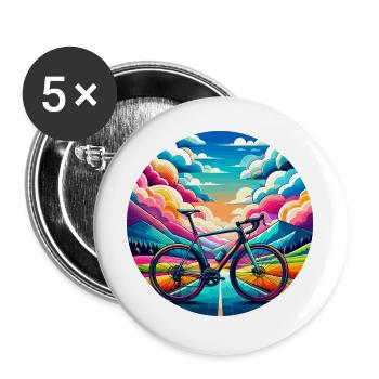 Road bike in fairytale colours - Buttons large 2.2''/56 mm (5-pack) - white - Front