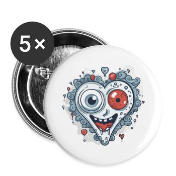 Herz Liebe - Buttons groß 56 mm (5er Pack) - Weiß - Vorne