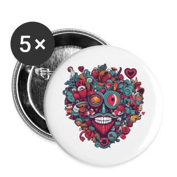 Herz Liebe - Buttons groß 56 mm (5er Pack) - Weiß - Vorne