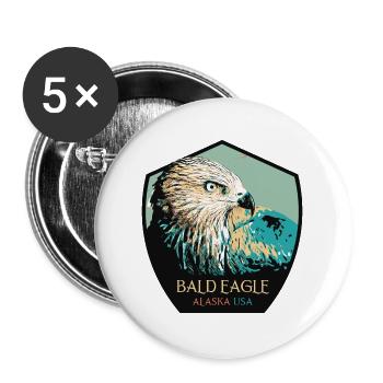Alaska-Weißkopfseeadler-Porträt - Buttons groß 56 mm (5er Pack) - Weiß - Vorne