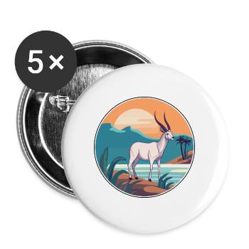 Oryx Aquarell Karikatur Kawaii Clipart Tier - Buttons groß 56 mm (5er Pack) - Weiß - Vorne
