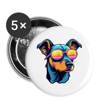Doberman Dog Drawing - Buttons large 2.2''/56 mm (5-pack) - white - Front