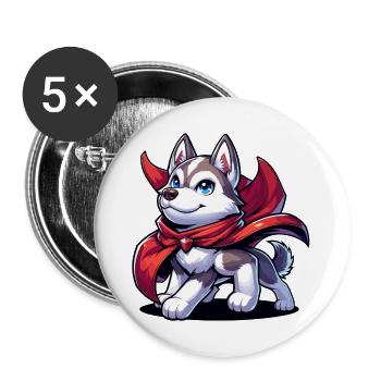 Superhero Husky - Buttons large 2.2''/56 mm (5-pack) - white - Front