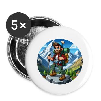 Hikers in the Alps - Buttons large 2.2''/56 mm (5-pack) - white - Front