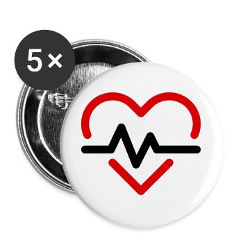 heart beat - Buttons large 2.2''/56 mm (5-pack) - white - Front
