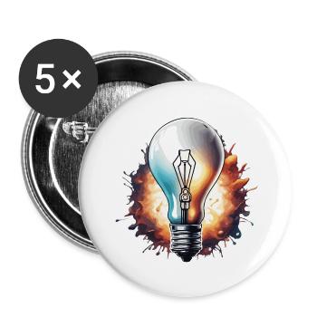 Ampoule / Ampoule / Luminosité / Lumière - Lot de 5 grands badges (56 mm) - blanc - Devant