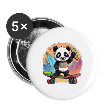Panda / Animal / Zoo / Bamboo / Wild / Childlike - Buttons large 2.2''/56 mm (5-pack) - white - Front