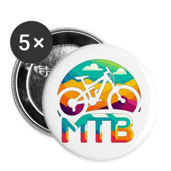 Vibrant MTB Mountain Bike Art - Buttons large 2.2''/56 mm (5-pack) - white - Front