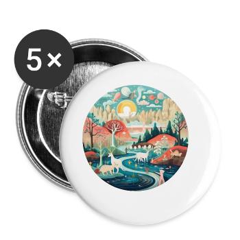 The Landscape of Animals - Buttons large 2.2''/56 mm (5-pack) - white - Front