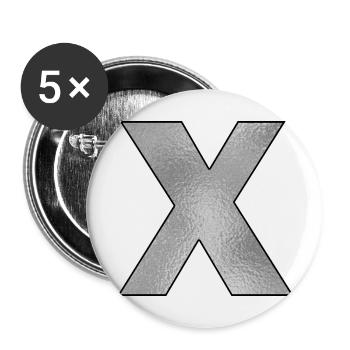 Buchstabe X Silber - Buttons groß 56 mm (5er Pack) - Weiß - Vorne