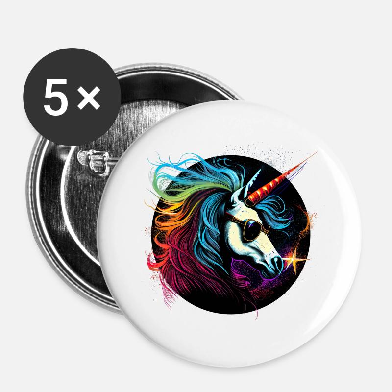 Cool unicorn - Buttons large 2.2''/56 mm (5-pack) - white