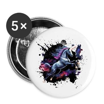 Einhorn im All - Buttons groß 56 mm (5er Pack) - Weiß - Vorne