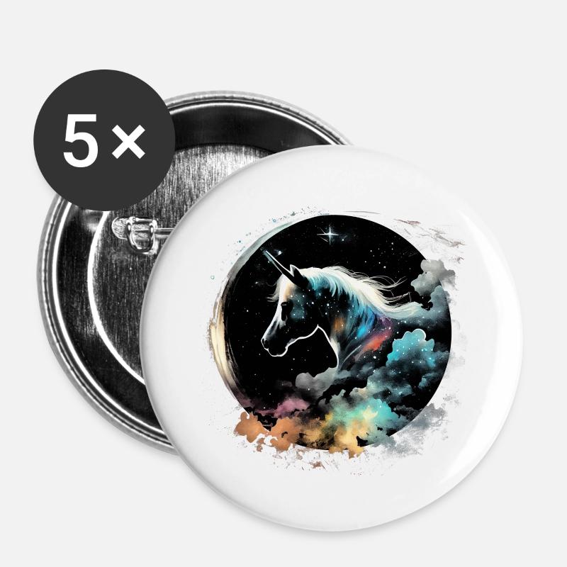 Night unicorn - Buttons large 2.2''/56 mm (5-pack) - white
