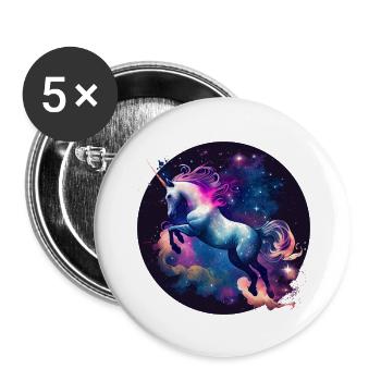 Magisches Einhorn - Buttons groß 56 mm (5er Pack) - Weiß - Vorne