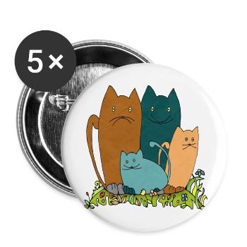 Chats - Lot de 5 grands badges (56 mm) - blanc - Devant
