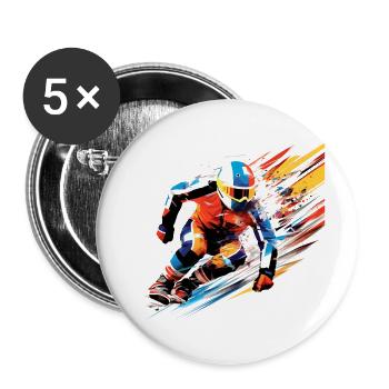 Snowboard Sport Game Champion Wettbewerb Zusammenfassung - Buttons groß 56 mm (5er Pack) - Weiß - Vorne