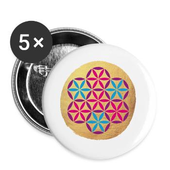 Yoga Colorful Gold Circle Meditation om Namaste - Buttons large 2.2''/56 mm (5-pack) - white - Front