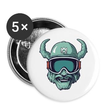 Steinbock Wintersport - Buttons groß 56 mm (5er Pack) - Weiß - Vorne