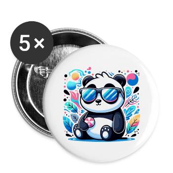 Panda Sonnenbrille - Buttons groß 56 mm (5er Pack) - Weiß - Vorne