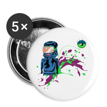 Neon Astronaut Party Design Spraykunst Blickfänger - Buttons groß 56 mm (5er Pack) - Weiß - Vorne
