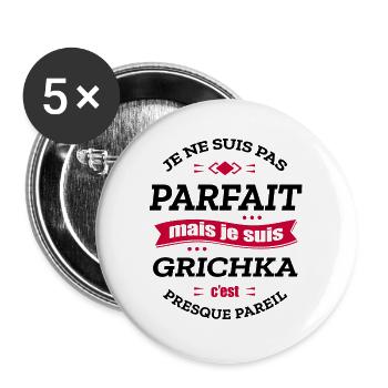 GRICHKA PARFAIT - PRENOM GRICHKA - Lot de 5 grands badges (56 mm) - blanc - Devant