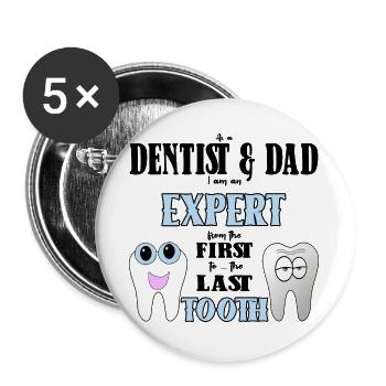 Zahnarzt Papa Zahnmediziner Vater Geschenk - Buttons groß 56 mm (5er Pack) - Weiß - Vorne