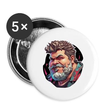 Type / Guy / Man / Male / Beard / Portrait - Buttons large 2.2''/56 mm (5-pack) - white - Front