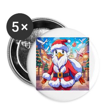 Möwe Weihnachtsmann Weihnachten Nikolaus Weihnacht - Buttons groß 56 mm (5er Pack) - Weiß - Vorne