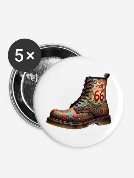 Root 66 Booten - Buttons groß 56 mm (5er Pack) - Weiß