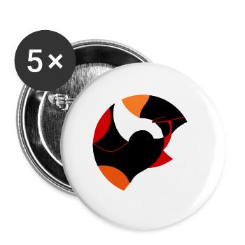 Vogel und Fisch runde abstrakt Illustration - Buttons groß 56 mm (5er Pack) - Weiß - Vorne