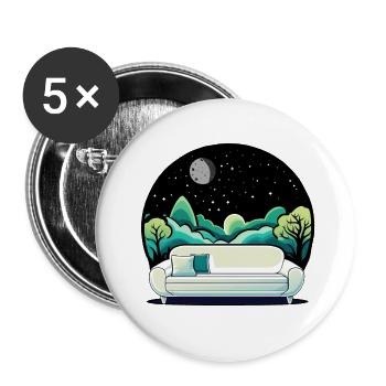 Runde Farbige Illustration eines Sofas mitNatur - Buttons groß 56 mm (5er Pack) - Weiß - Vorne
