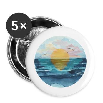 Coucher de soleil - Lot de 5 grands badges (56 mm) - blanc - Devant
