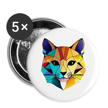 Chat, Animal de compagnie, Chat domestique, Propriétaire de chat, Chaton - Lot de 5 grands badges (56 mm) - blanc - Devant