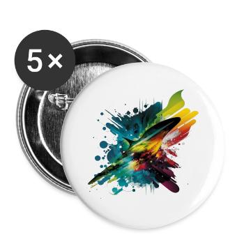 Regenbogen - Buttons groß 56 mm (5er Pack) - Weiß - Vorne