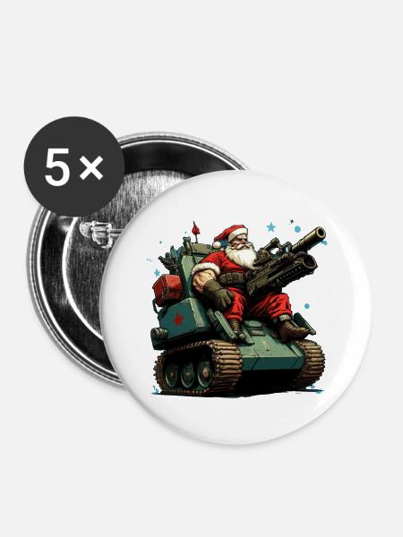 Weihnachtsmann - Buttons groß 56 mm (5er Pack) - Weiß