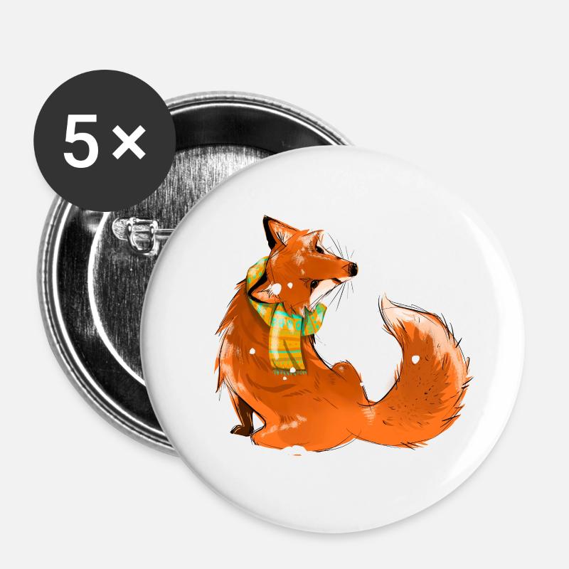 Fox in the snow - Buttons large 2.2''/56 mm (5-pack) - white