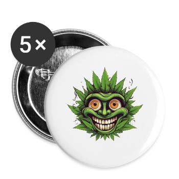 Chanvre Cannabis Fou - Lot de 5 grands badges (56 mm) - blanc - Devant