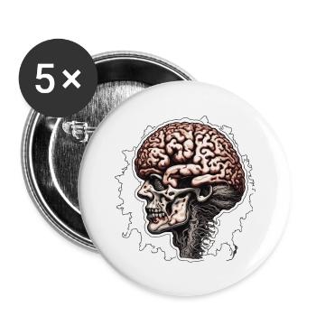 Brain / Knowledge / Intelligence / Clever / Thinking - Buttons large 2.2''/56 mm (5-pack) - white - Front