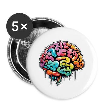 Brain / Knowledge / Intelligence / Clever / Thinking - Buttons large 2.2''/56 mm (5-pack) - white - Front