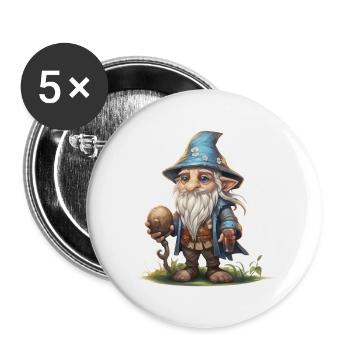 Little Dwarf Mage Fantasy RPG Shirt - Buttons large 2.2''/56 mm (5-pack) - white - Front