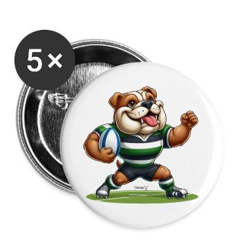 Rugby Bulldog - Buttons large 2.2''/56 mm (5-pack) - white - Front