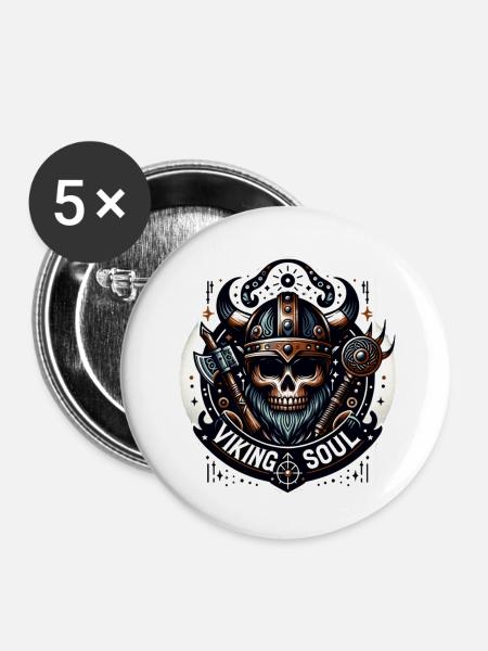 Wikinger-Seele - Buttons groß 56 mm (5er Pack) - Weiß
