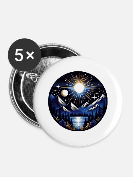 Mitternachtssonne Jäger - Buttons groß 56 mm (5er Pack) - Weiß