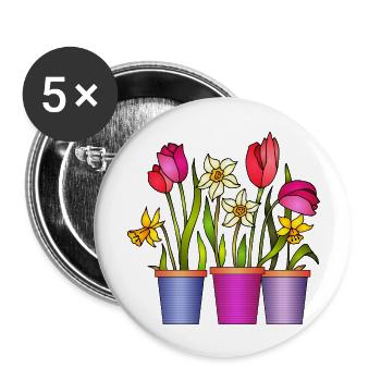 Blumen - Buttons groß 56 mm (5er Pack) - Weiß - Vorne
