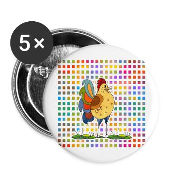 Hahn - Buttons groß 56 mm (5er Pack) - Weiß - Vorne