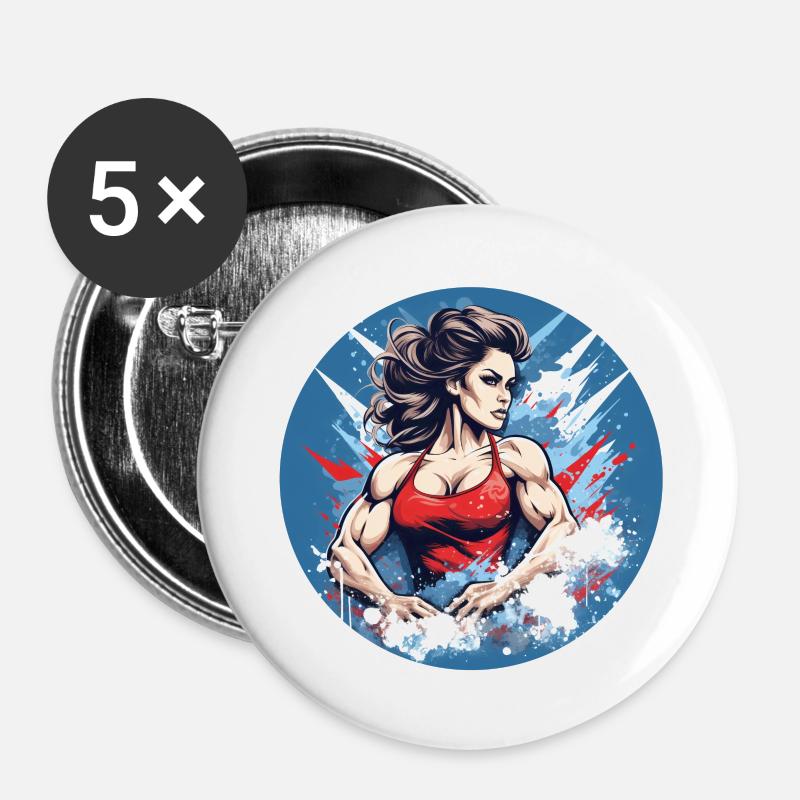 Strong Woman - Buttons large 2.2''/56 mm (5-pack) - white