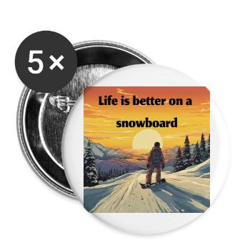 Snowboard Loving Retro Sunset Style - Lot de 5 grands badges (56 mm) - blanc - Devant