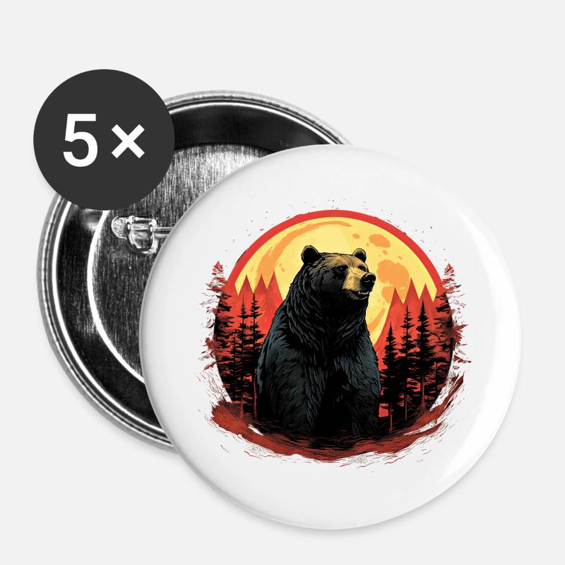 Big bear - Buttons large 2.2''/56 mm (5-pack) - white