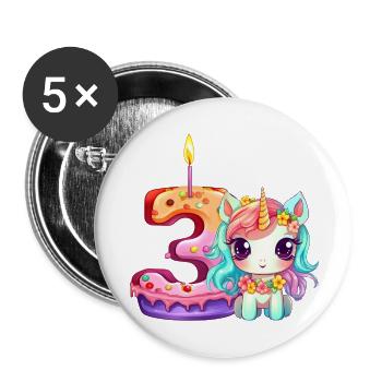Birthday birthday party birthday gift born - Buttons large 2.2''/56 mm (5-pack) - white - Front