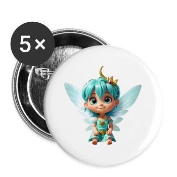 Bébé fée - Lot de 5 grands badges (56 mm) - blanc - Devant